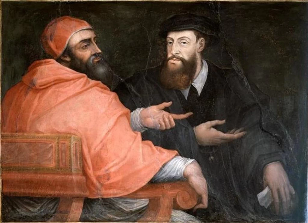 Clemente VII in conversazione con Carlo V - Palazzo vecchio, Firenze